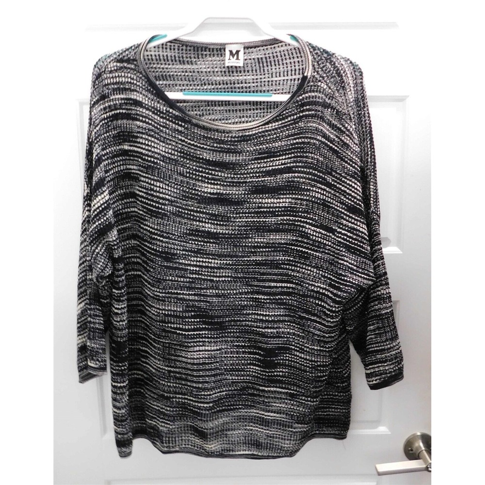 M Missoni Black White Gray Loose Knit Pullover Sweater sz‎ L